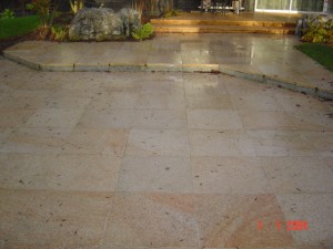 Granite paving and step